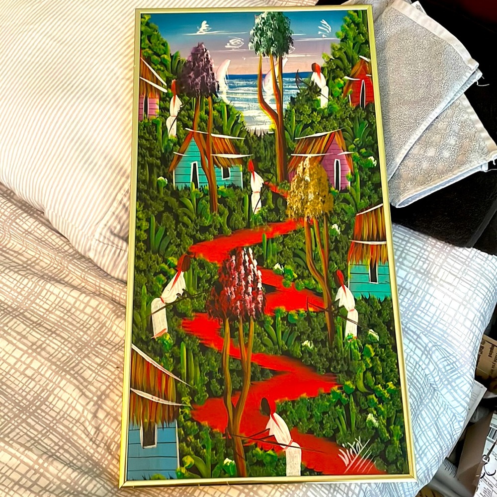 Large original canvas painting (hand painted in Haiti) signed one of a kind